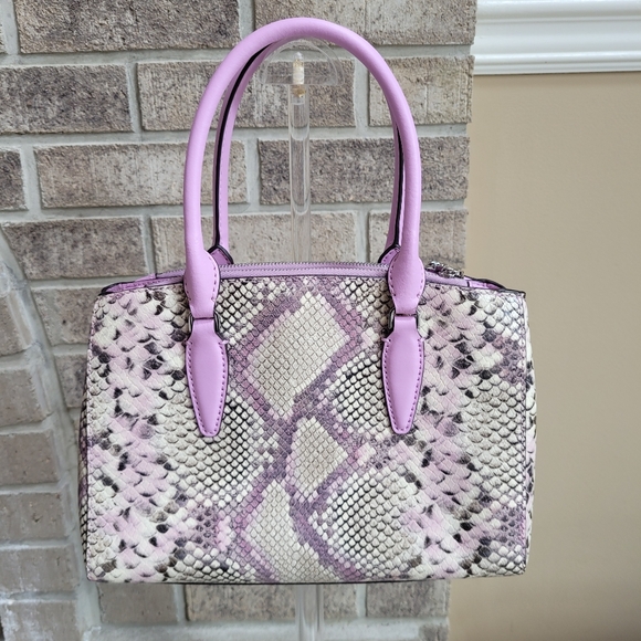 Kate Spade Medium Satchel Lavender Snake Embossed Leather Crossbody Like New - Picture 5 of 12